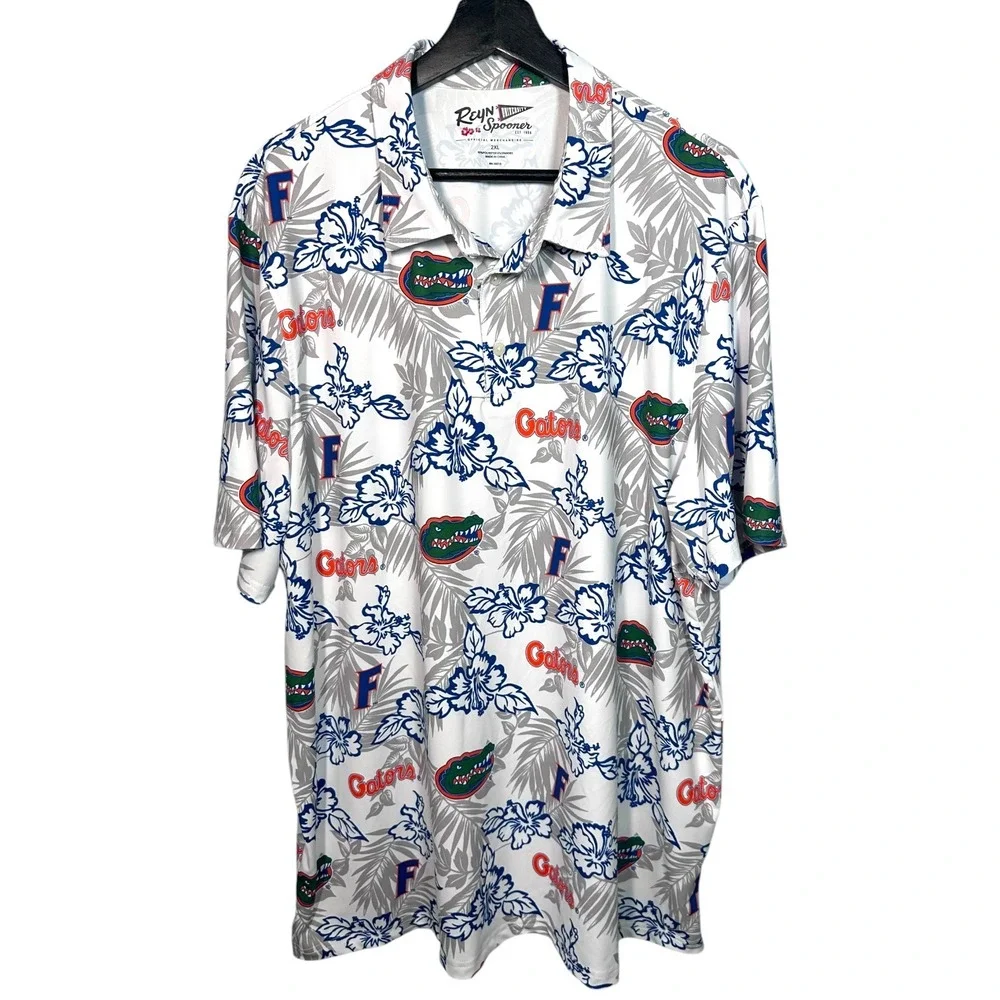 Reyn Spooner Mens Florida Gators Hawaiian Button-Front Performance Shirt XXL